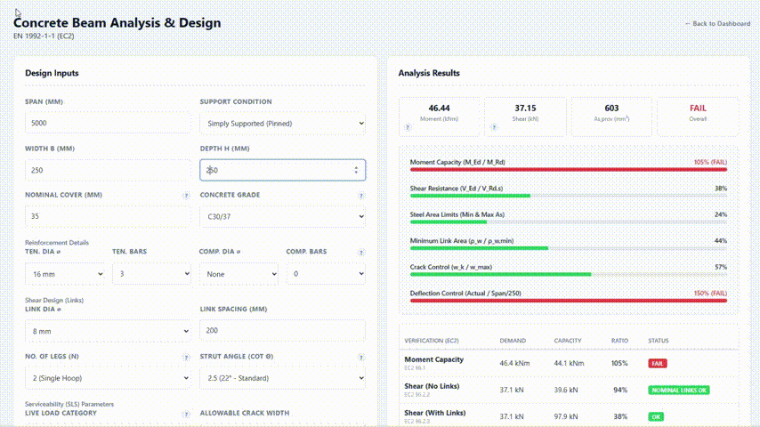 Concrete Beam Calculator Preview